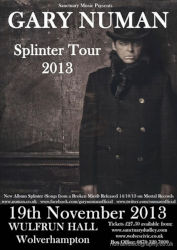 Gary Numan Splinter Tour Poster 2013 Wolverhampton